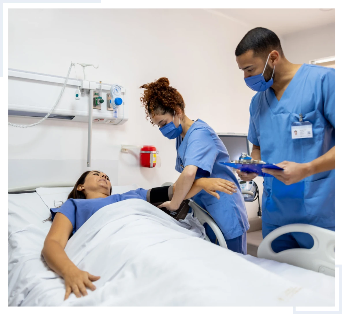 Healthcare team attending to a patient